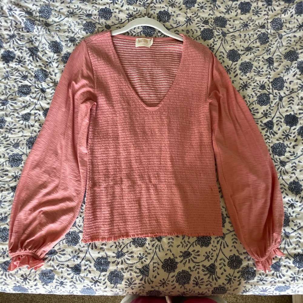 Nation LTD Bunny Smocked Long Sleeve